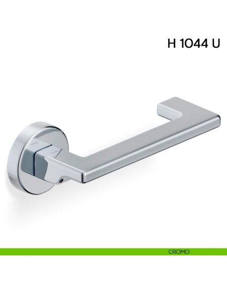 Maniglia per porta H 1044 U Valli collezione Fusital con rosetta tonda cromo