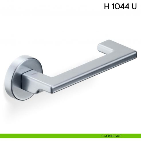 Maniglia per porta H 1044 U Valli collezione Fusital con rosetta tonda cromosat