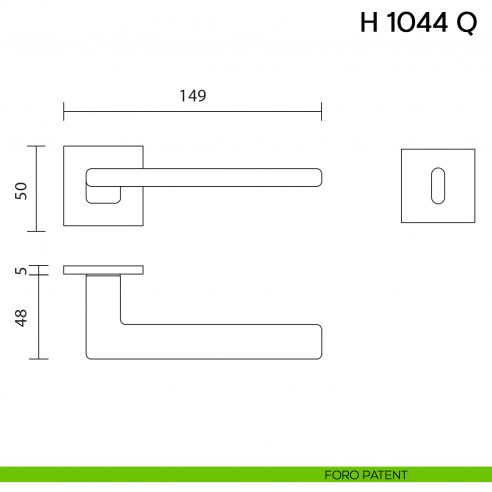 Maniglia per porta H 1044 Q Valli collezione Fusital con rosetta fine foro patent