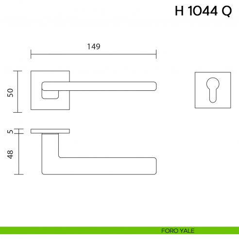 Maniglia per porta H 1044 Q Valli collezione Fusital con rosetta fine foro yale