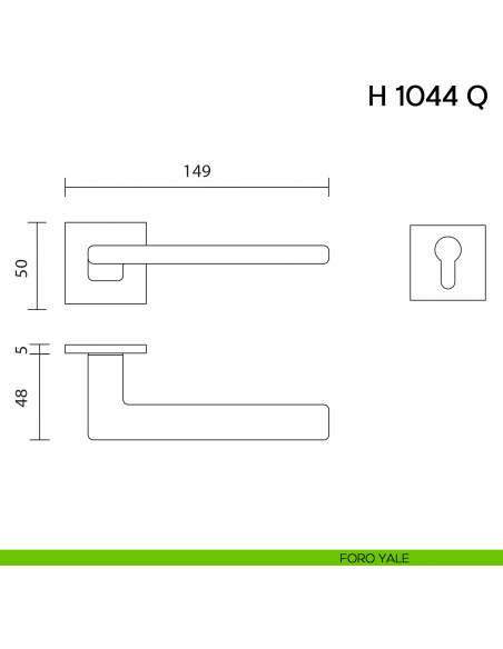 Maniglia per porta H 1044 Q Valli collezione Fusital con rosetta fine foro yale