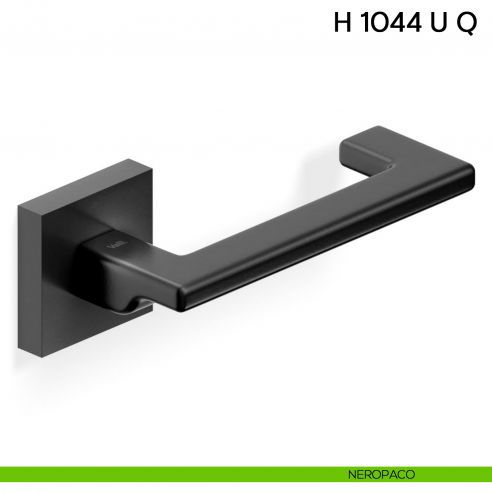 Maniglia per porta H 1044 Q U Valli collezione Fusital con rosetta quadra neropaco