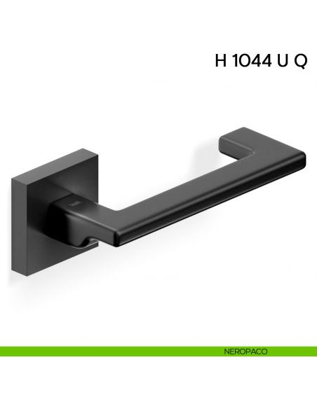 Maniglia per porta H 1044 Q U Valli collezione Fusital con rosetta quadra neropaco