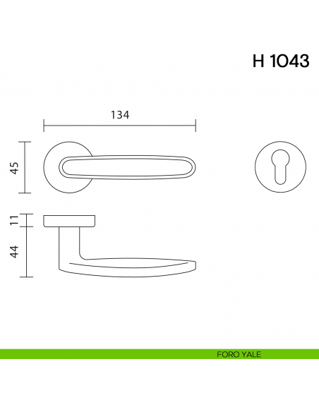 Maniglia per porta H 1043 Valli collezione Fusital foro yale