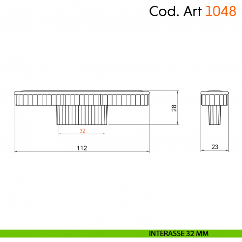 Maniglia di design per mobile moderno Cosmov articolo 1048 interasse 32 mm