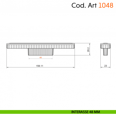 Maniglia di design per mobile moderno Cosmov articolo 1048 interasse 48 mm