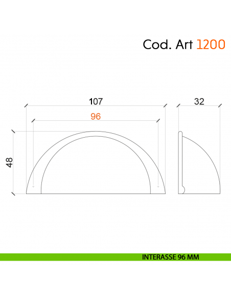 Maniglia conchiglia con porcellana per mobile shabby Cosmov articolo 1200 interasse 96 mm