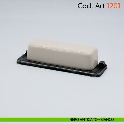 Maniglia rustica con porcellana per mobile shabby Cosmov articolo 1201 nero anticato - avorio