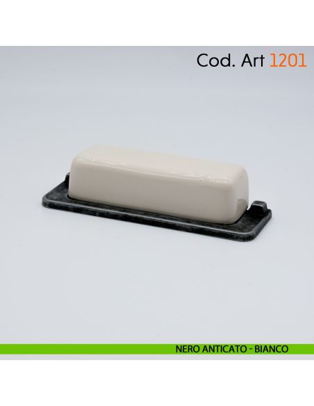 Maniglia rustica con porcellana per mobile shabby Cosmov articolo 1201 nero anticato - avorio