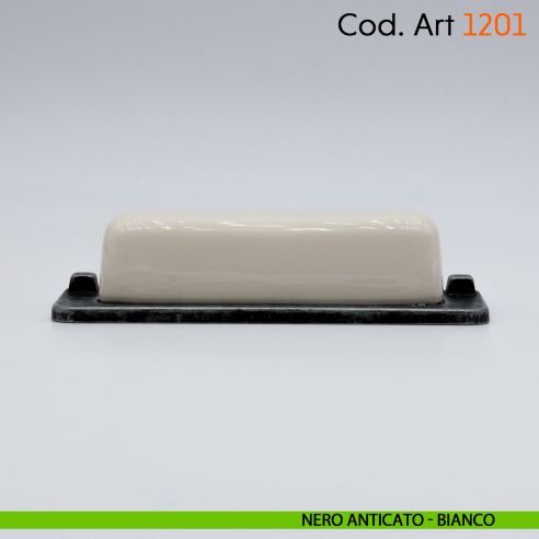 Maniglia rustica con porcellana per mobile shabby Cosmov articolo 1201 nero anticato - avorio