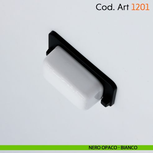 Maniglia rustica con porcellana per mobile shabby Cosmov articolo 1201 nero opaco - bianco