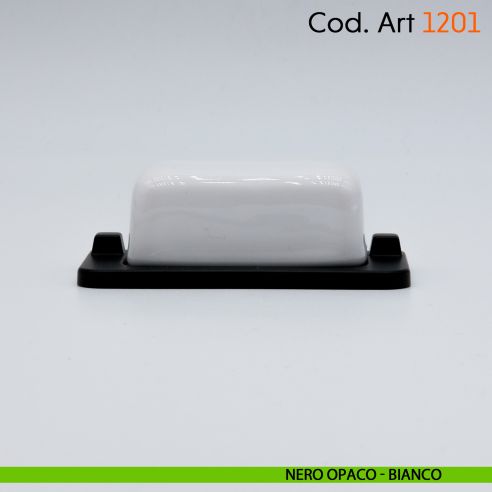 Maniglia rustica con porcellana per mobile shabby Cosmov articolo 1201 nero opaco - bianco