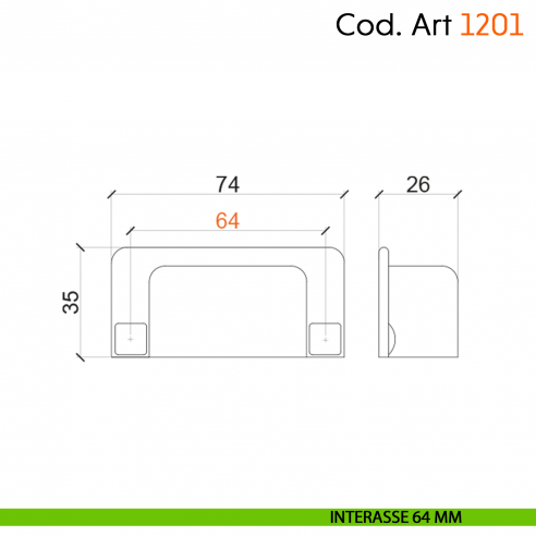 Maniglia rustica con porcellana per mobile shabby Cosmov articolo 1201 interasse 64 mm