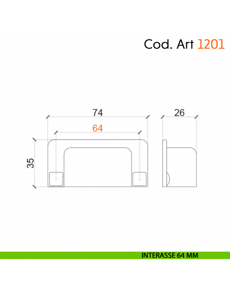 Maniglia rustica con porcellana per mobile shabby Cosmov articolo 1201 interasse 64 mm