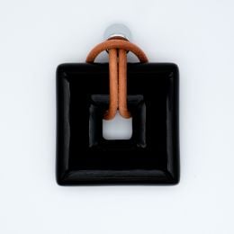 Pomolo pendente in porcellana e cuoio per mobile shabby Cosmov articolo 1207