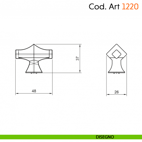 Pomolo in porcellana shabby per mobile rustico Cosmov articolo 1220 disegno