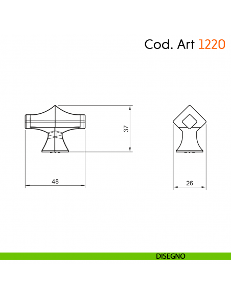 Pomolo in porcellana shabby per mobile rustico Cosmov articolo 1220 disegno