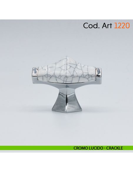 Pomolo in porcellana shabby per mobile rustico Cosmov articolo 1220 cromo lucido - crackle