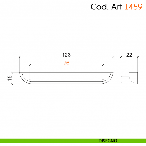 Maniglia incasso di design per mobile moderno Cosmov articolo 1459 disegno