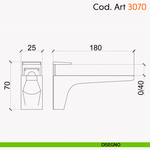 Reggimensola per vetro e legno Cosmov 3070 disegno
