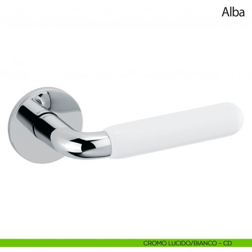 Maniglia per porta Alba Olivari bassa cromo lucido - porcellana bianca