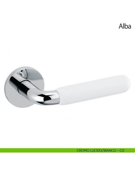 Maniglia per porta Alba Olivari bassa cromo lucido - porcellana bianca