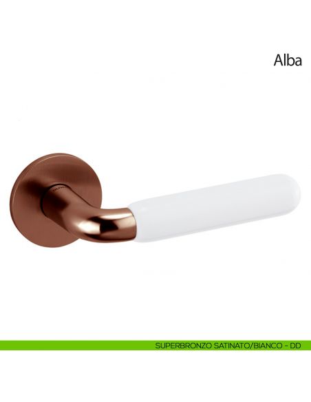 Maniglia per porta Alba Olivari bassa superbronzo satinato - porcellana bianca