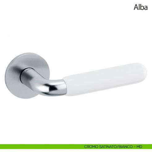 Maniglia per porta Alba Olivari bassa cromo satinato - porcellana bianca