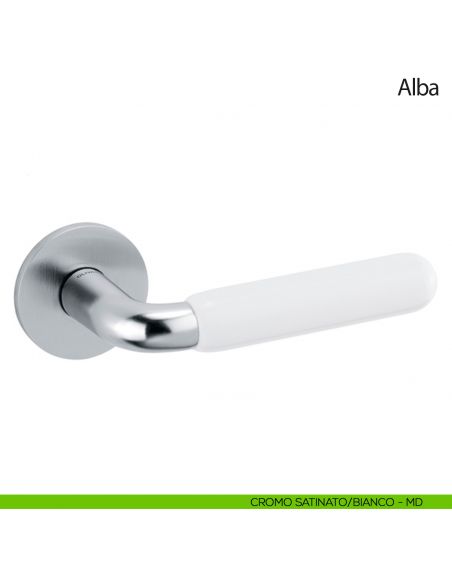 Maniglia per porta Alba Olivari bassa cromo satinato - porcellana bianca