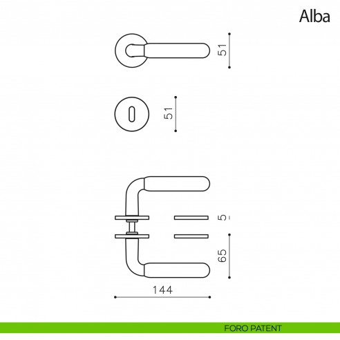 Maniglia per porta Alba Olivari bassa foro patent