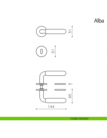 Maniglia per porta Alba Olivari bassa foro patent