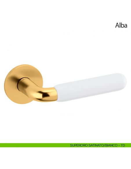 Maniglia per porta Alba Olivari bassa superoro satinato - porcellana bianca