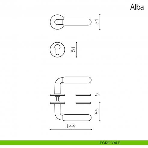 Maniglia per porta Alba Olivari bassa foro yale