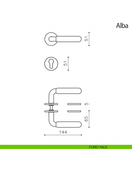Maniglia per porta Alba Olivari bassa foro yale