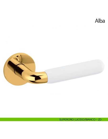 Maniglia per porta Alba Olivari bassa superoro lucido - porcellana bianca