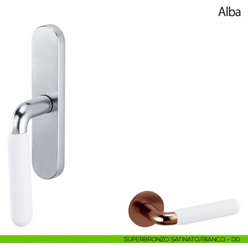 Maniglia per finestra cremonese Alba Olivari superbronzo satinato - porcellana bianca