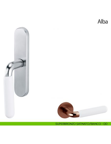 Maniglia per finestra cremonese Alba Olivari superbronzo satinato - porcellana bianca