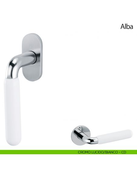 Maniglia per finestra martellina DK Alba Olivari cromo lucido - porcellana bianca
