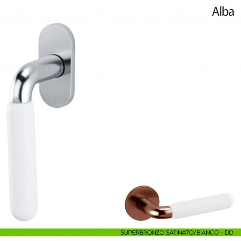 Maniglia per finestra martellina DK Alba Olivari superbronzo satinato - porcellana bianca