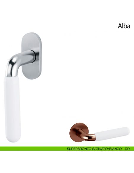 Maniglia per finestra martellina DK Alba Olivari superbronzo satinato - porcellana bianca
