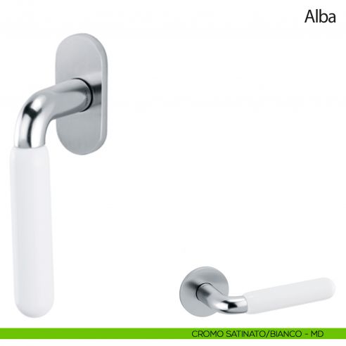 Maniglia per finestra martellina DK Alba Olivari cromo satinato - porcellana bianca