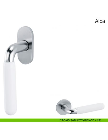 Maniglia per finestra martellina DK Alba Olivari cromo satinato - porcellana bianca