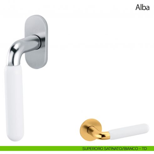 Maniglia per finestra martellina DK Alba Olivari superoro satinato - porcellana bianca
