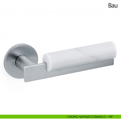 Maniglia per porta Bau Olivari bassa cromo satinato - marmo bianco
