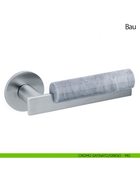 Maniglia per porta Bau Olivari bassa cromo satinato - marmo grigio