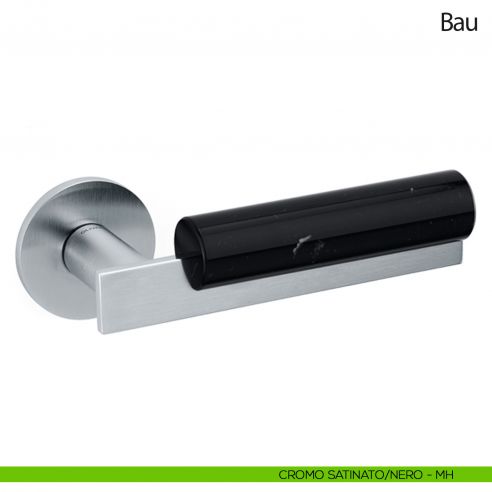 Maniglia per porta Bau Olivari bassa cromo satinato - marmo nero