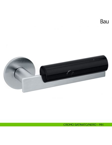 Maniglia per porta Bau Olivari bassa cromo satinato - marmo nero