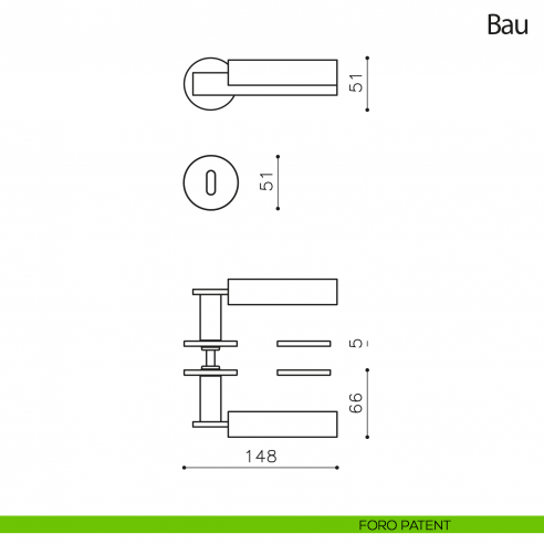 Maniglia per porta Bau Olivari bassa foro patent