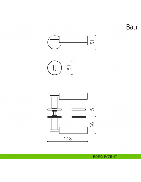 Maniglia per porta Bau Olivari bassa foro patent