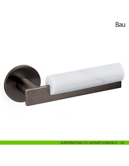Maniglia per porta Bau Olivari bassa superantracite satinato - marmo bianco